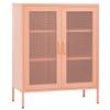 loibinfen Metal Storage Cabinet, Steel Storage Cabinet with 2 Mesh Doors and 2 Adjustable Shelves, Office Storage Cabinet, Metal Garage Storage Cabinet for Storage, Pink 31.5"x13.8"x40" view 3