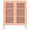 loibinfen Metal Storage Cabinet, Steel Storage Cabinet with 2 Mesh Doors and 2 Adjustable Shelves, Office Storage Cabinet, Metal Garage Storage Cabinet for Storage, Pink 31.5"x13.8"x40" view 4
