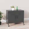 loibinfen Metal Storage Cabinet, Steel Storage Cabinet with 4 Wheels and 2 Doors, Office Storage Cabinet, Metal Garage Storage Cabinet for Storage, Anthracite 23.6"x13.8"x22" view 1
