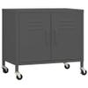 loibinfen Metal Storage Cabinet, Steel Storage Cabinet with 4 Wheels and 2 Doors, Office Storage Cabinet, Metal Garage Storage Cabinet for Storage, Anthracite 23.6"x13.8"x22" view 3