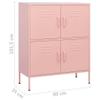 loibinfen Metal Storage Cabinet, Steel Storage Cabinet with 4 Doors and 2 Adjustable Shelves, Office Storage Cabinet, Metal Garage Storage Cabinet for Storage, Pink 31.5"x13.8"x40" view 2
