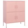 loibinfen Metal Storage Cabinet, Steel Storage Cabinet with 4 Doors and 2 Adjustable Shelves, Office Storage Cabinet, Metal Garage Storage Cabinet for Storage, Pink 31.5"x13.8"x40" view 3
