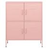 loibinfen Metal Storage Cabinet, Steel Storage Cabinet with 4 Doors and 2 Adjustable Shelves, Office Storage Cabinet, Metal Garage Storage Cabinet for Storage, Pink 31.5"x13.8"x40" view 4