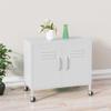 loibinfen Metal Storage Cabinet, Steel Storage Cabinet with 4 Wheels and 2 Doors, Office Storage Cabinet, Metal Garage Storage Cabinet for Storage, White 23.6"x13.8"x22" view 1