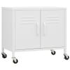 loibinfen Metal Storage Cabinet, Steel Storage Cabinet with 4 Wheels and 2 Doors, Office Storage Cabinet, Metal Garage Storage Cabinet for Storage, White 23.6"x13.8"x22" view 3