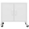 loibinfen Metal Storage Cabinet, Steel Storage Cabinet with 4 Wheels and 2 Doors, Office Storage Cabinet, Metal Garage Storage Cabinet for Storage, White 23.6"x13.8"x22" view 4