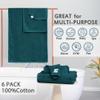 Bathroom Towels, 6 Piece Towel Set - Cotton | Soft | Quick Dry | Thick | Lightweight, 2 Large Bath 30"x56", 2 Hand 18"x28", 2 Washcloths 13"x13", Guest Towel Set, Deep Turquoise Gift Towel, Dark Teal view 3