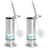 2 Pack Stainless Steel Modern Toilet Brush & Holder Set Bathroom Bowl Cleaner Brush with Caddy view 1