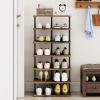 AZERPIAN Shoe Rack 7 Tier Vertical Storage Organizer Double Row Narrow Metal Slim Shelf Modern Free Standing Shoe Tower Saving Space for Closet Entryway Bedroom,Black+Rustic Brown view 2