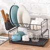 2 Tier Countertop Dish Rack, Plated Iron Utensil Holder, with Detachable Dish Rack, Dry Easily Practical in Kitchen view 3
