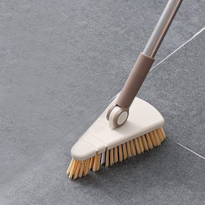 Cleaning Brush with Long Handle Floor Scrubbers for Tub Tile Cleaning Supplies Scrub Brush for Bathroom Bathtub Toilet Floor Kitchen Apartment Essentials forfor Women Men (Khaki)