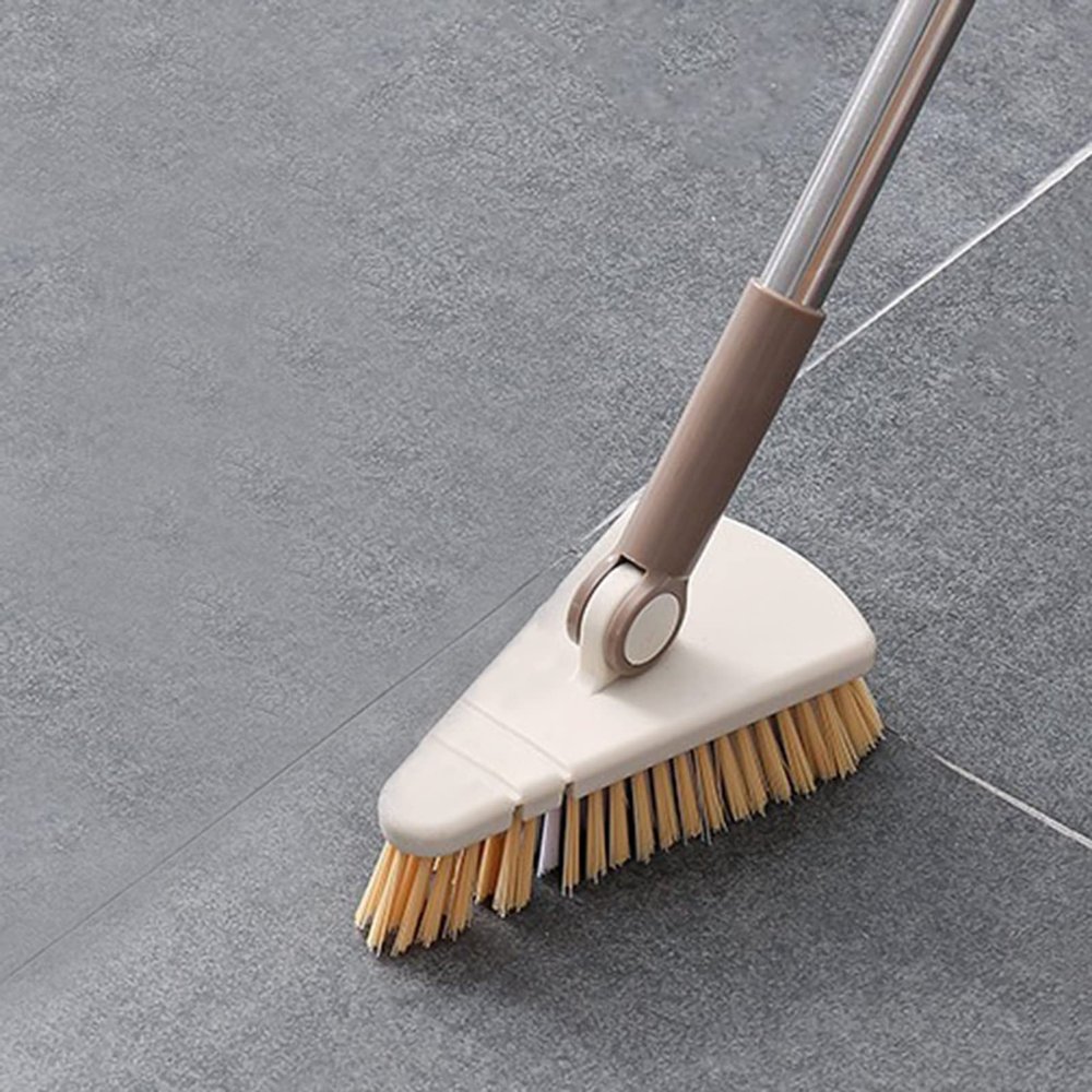 Cleaning Brush with Long Handle Floor Scrubbers for Tub Tile Cleaning Supplies Scrub Brush for Bathroom Bathtub Toilet Floor Kitchen Apartment Essentials forfor Women Men (Khaki)