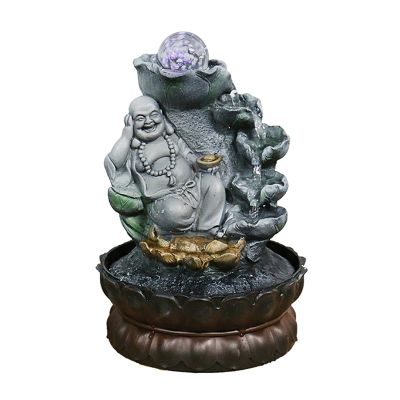 Indoor Fountain Buddha Tabletop Fountain Unique Resin Water Fountain for Home Office Ornament Decorative Sculpture Gifts for Friends for Good Luck Meditation Fountain (Color : 1)