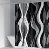 beifivcl 4Pcs Black Shower Curtain Sets with Non-Slip Rugs, Toilet Lid Cover and Bath Mat, Black and Gray Bathroom Decor Set Accessories Fabric Waterproof Shower Curtains with 12 Hooks, 72 x 72 Inch view 2