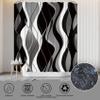 beifivcl 4Pcs Black Shower Curtain Sets with Non-Slip Rugs, Toilet Lid Cover and Bath Mat, Black and Gray Bathroom Decor Set Accessories Fabric Waterproof Shower Curtains with 12 Hooks, 72 x 72 Inch view 4