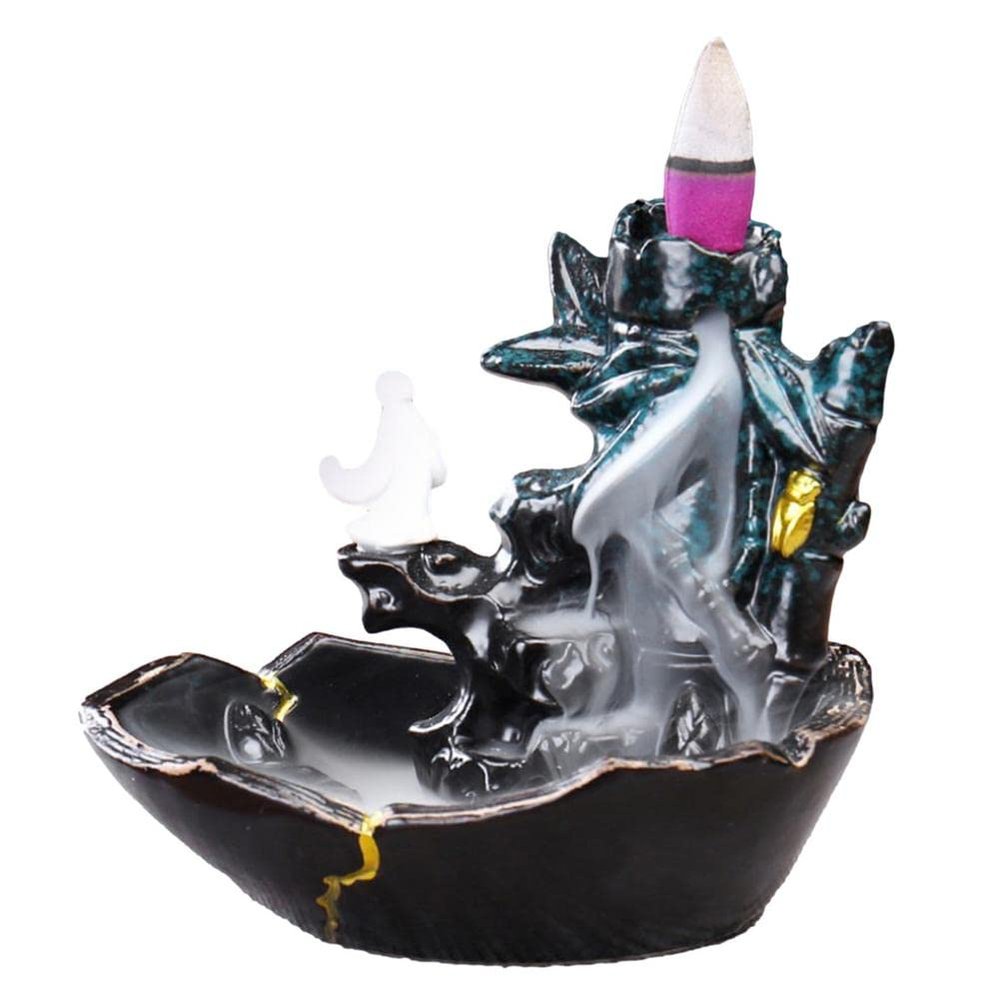 Incense Burner Two Purposes Smoke Waterfall Backflow Incense Burner Back-to-Flow Incense Ceramic Censer Mountain River Handicrafts Incense Holders ( Color : Brass )