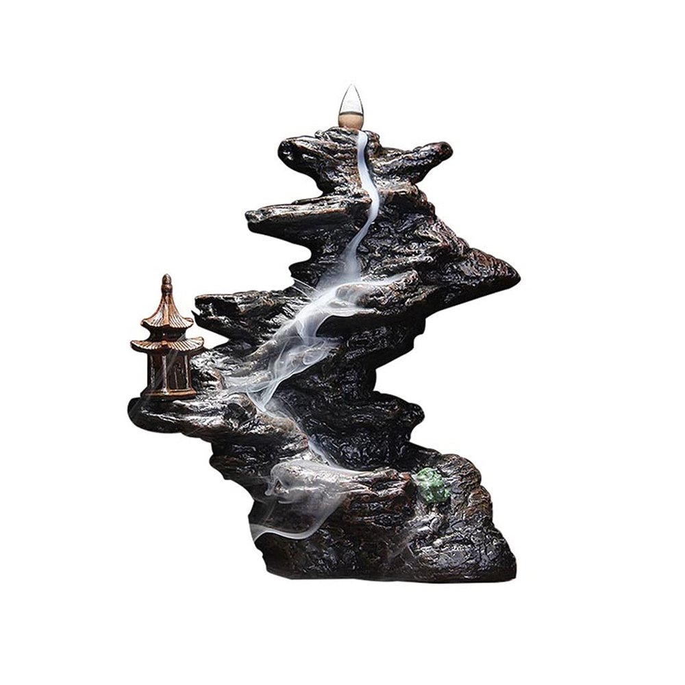 Incense Burner Reflux Incense Burner Waterfall Incense Burner Household Aromatherapy Incense Burner Resin Retro Rockery Incense Burner Decoration 10.23 Inch Incense Holders