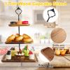 3 Pcs 3 Tier Serving Tray Square Wooden Tiered Cake Stand Acacia Wood Rustic Cupcake Display for Dessert Square Farmhouse Party, Wedding, Tea Party view 4