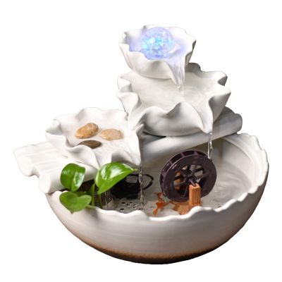 Indoor Fountain Tabletop Fountain Ceramic Transfer Bead Feng Shui Ball Water Fountain Decoration Front Desk Lucky Decoration Fish Tank Opening Gift Meditation Fountain ( Color : Without atomizer )