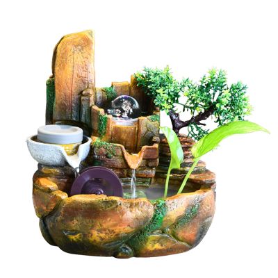 BONAD Indoor Fountain Desktop Fountain Indoor Small Rockery Waterfalls Fish Tank Tabletop Fountain Desktop Mountain Cascading Decoration Meditation Fountain (Color : Without Atomizer)