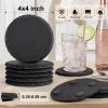 48 PCS Round Slate Drinks Coasters Bulk for Laser Engraving, MAPRIAL 4 Inch Handmade Black Rustic Stone Coaster Laser Blanks with Anti-Scratch Backing for Engraver, Wedding, Gifts, Home Decor, Bar view 2