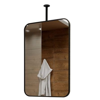 DMCHENGMA Black Rectangular Ceiling Mounted Mirror for Bathroom Washroom Vanity Makeup Mirror Modern Hanging Rod Mirrors Living Room Creative Decorative Mirror (Size : 40cmx60cm)