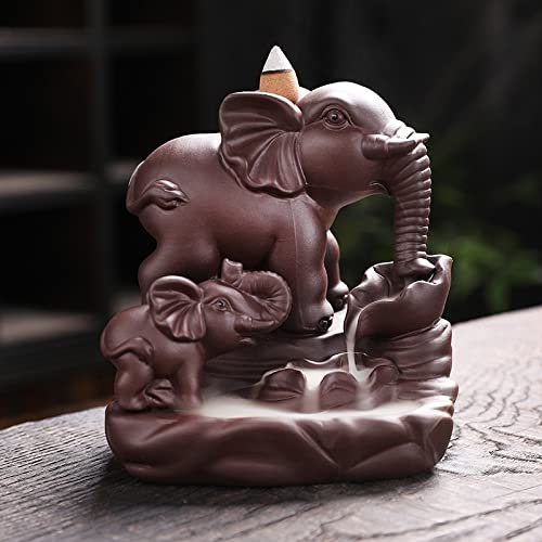 Incense Burner Purple Sand Elephant Backflow Incense Burnercreative Little Elephant Reflux Waterfall Aromatherapy Burner Decoration Incense Holders