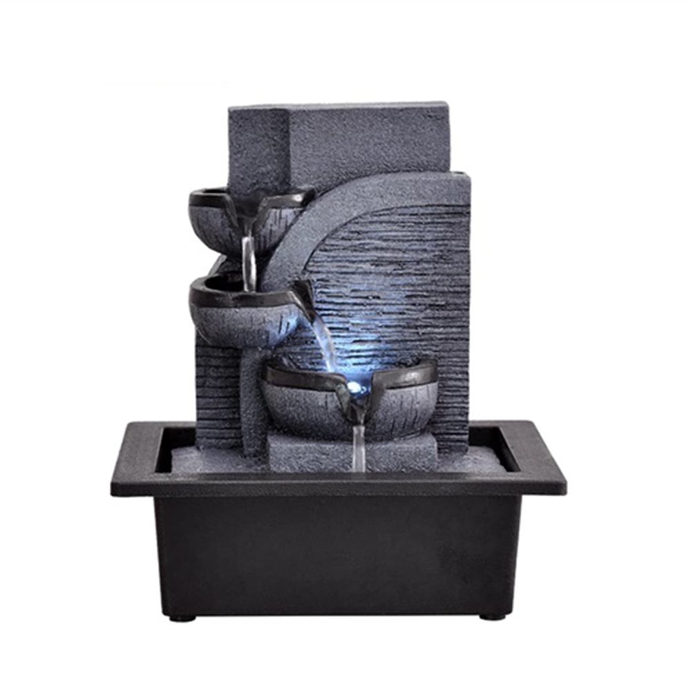 BONAD Indoor Fountain 3-Tier Indoor Tabletop Water Fountain - Portable Zen Meditation Waterfall with Lights Quiet Soothing Water Sound Indoor Home Water Fountain Meditation Fountain