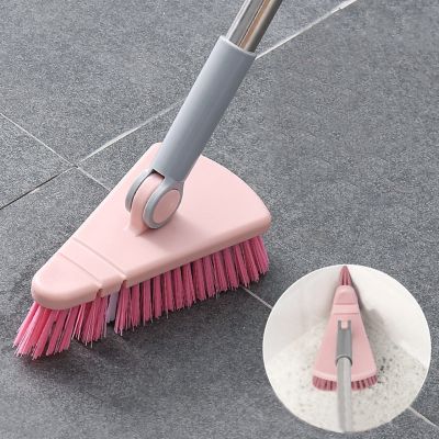 Cleaning Brush with Long Handle Floor Scrubbers for Tub Tile Cleaning Supplies Scrub Brush for Bathroom Bathtub Toilet Floor Kitchen Apartment Essentials forfor Women Men (Pink)