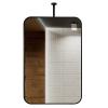 DMCHENGMA Square Ceiling Mounted Mirror with Black Metal Frame, Modern Floating Vanity Mirrors Hanging Rod Mirror for Bathroom Washroom Shaving Makeup Mirror (Size : 40cmx60cm) view 1