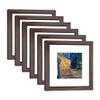 DEKWINN 8x8 Walnut Picture Frame Set of 6 with Real Glass for Pictures 5x5 with Mat or 8x8 Without Mat, Wall or Tabletop Gallery Photo Frames view 1