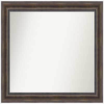 Amanti Art Brown Bathroom Mirror for Over Sink, 29x35 Custom Made Rustic Pine Brown Rectangle Vanity Mirror, Large Country Rustic Wood Frame, Hangs Horizonally and Vertically, Wall Decor