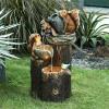 BONAD Indoor Fountain Tabletop Fountain,Outdoor Garden Decor Water Fountain Resin Ornaments with LED Lights Animal Statue for Home Garden Decoration Meditation Fountain view 3