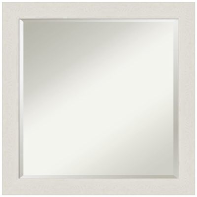 Amanti Art White Bathroom Mirror for Over Sink, 23x23 Rustic Plank White Narrow Square Vanity Mirror, Medium Country Rustic Frame, Hangs Horizonally and Vertically, Bathroom Wall Decor, Beveled Edge