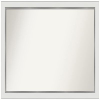 Amanti Art White Bathroom Mirror for Over Sink, 24x37 Custom Made Eva White Silver Narrow Rectangle Vanity Mirror, Large Modern Wood Frame, Hangs Horizonally and Vertically, Wall Decor
