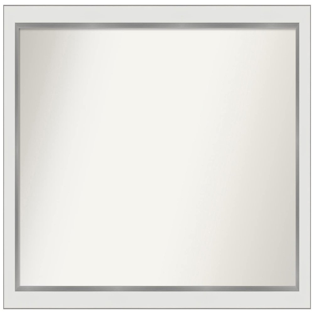Amanti Art White Bathroom Mirror for Over Sink, 24x37 Custom Made Eva White Silver Narrow Rectangle Vanity Mirror, Large Modern Wood Frame, Hangs Horizonally and Vertically, Wall Decor