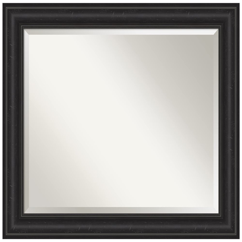 Amanti Art Black Bathroom Mirror for Over Sink, 27x33 Shipwreck Black Rectangle Vanity Mirror, Large Country Rustic Frame, Hangs Horizonally and Vertically, Bathroom Wall Decor, Beveled Edge