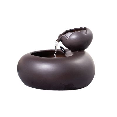 Indoor Fountain Tabletop Water Fountain Ceramic Flowing Water Decoration Office Desktop Humidifier Living Room Fountain Home Meditation Fountain (Color : Black)