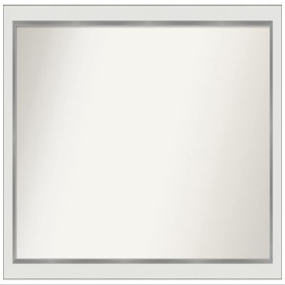 Amanti Art White Bathroom Mirror for Over Sink, 24x41 Custom Made Eva White Silver Narrow Rectangle Vanity Mirror, Large Modern Wood Frame, Hangs Horizonally and Vertically, Wall Decor