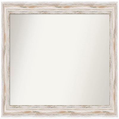 Amanti Art White Bathroom Mirror for Over Sink, 28x41 Custom Made Alexandria White Wash Rectangle Vanity Mirror, Large Cottage Wood Frame, Hangs Horizonally and Vertically, Wall Decor