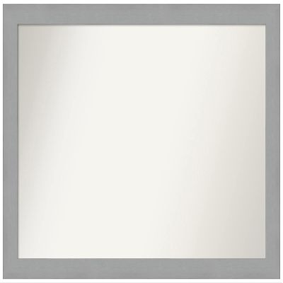 Amanti Art Silver Bathroom Mirror for Over Sink, 26x37 Custom Made Brushed Nickel Rectangle Vanity Mirror, Large Modern Wood Frame, Hangs Horizonally and Vertically, Wall Decor