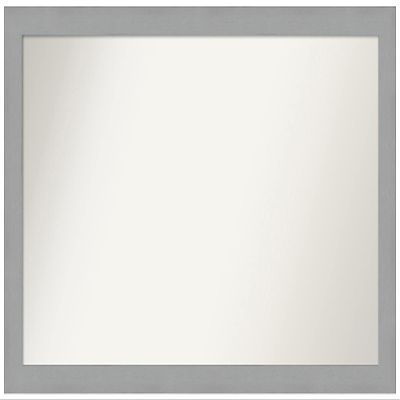 Amanti Art Silver Bathroom Mirror for Over Sink, 26x43 Custom Made Brushed Nickel Rectangle Vanity Mirror, Large Modern Wood Frame, Hangs Horizonally and Vertically, Wall Decor