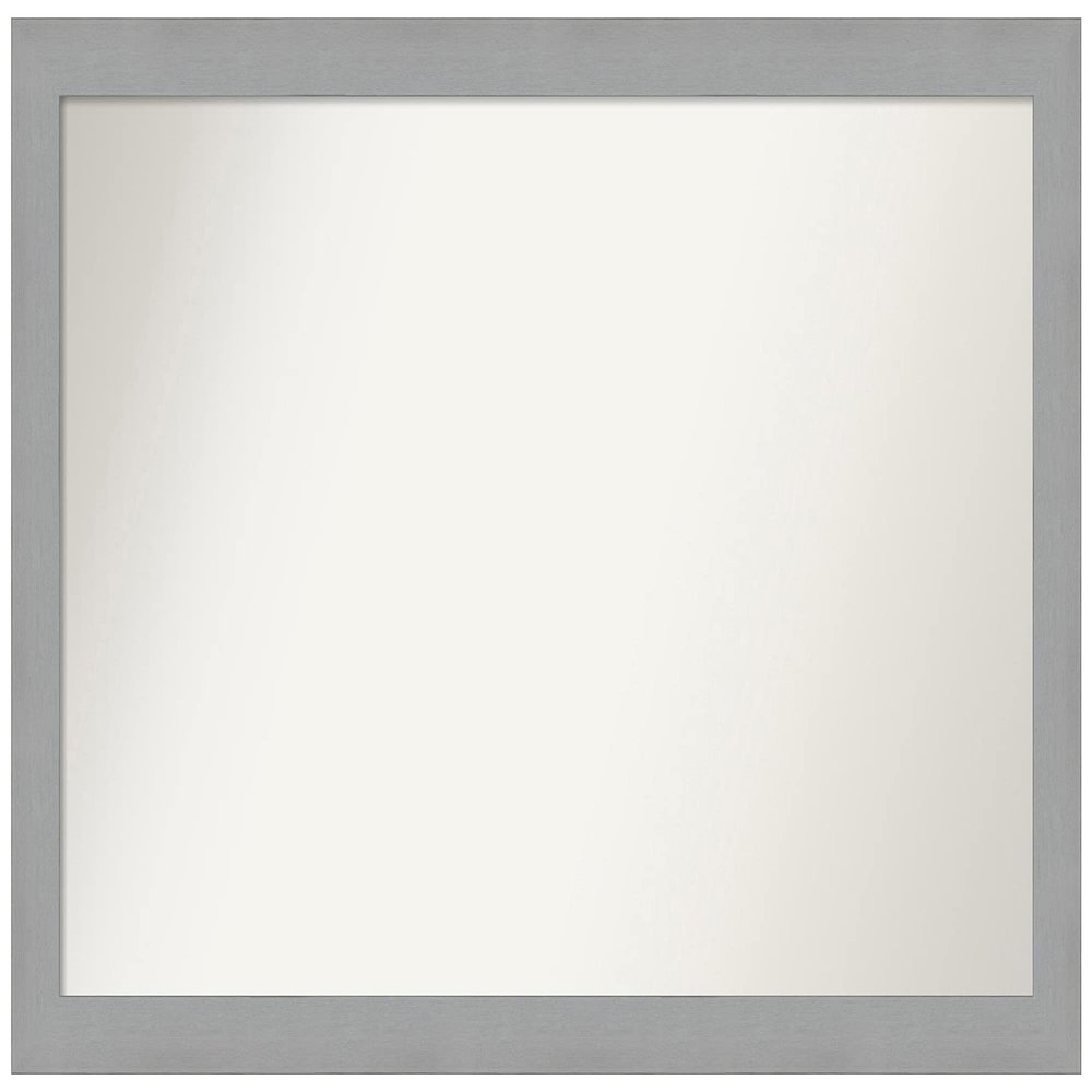 Amanti Art Silver Bathroom Mirror for Over Sink, 26x43 Custom Made Brushed Nickel Rectangle Vanity Mirror, Large Modern Wood Frame, Hangs Horizonally and Vertically, Wall Decor