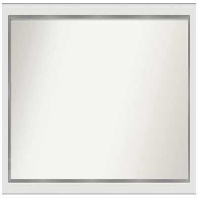 Amanti Art White Bathroom Mirror for Over Sink, 23x43 Custom Made Eva White Silver Narrow Rectangle Vanity Mirror, Large Modern Wood Frame, Hangs Horizonally and Vertically, Wall Decor