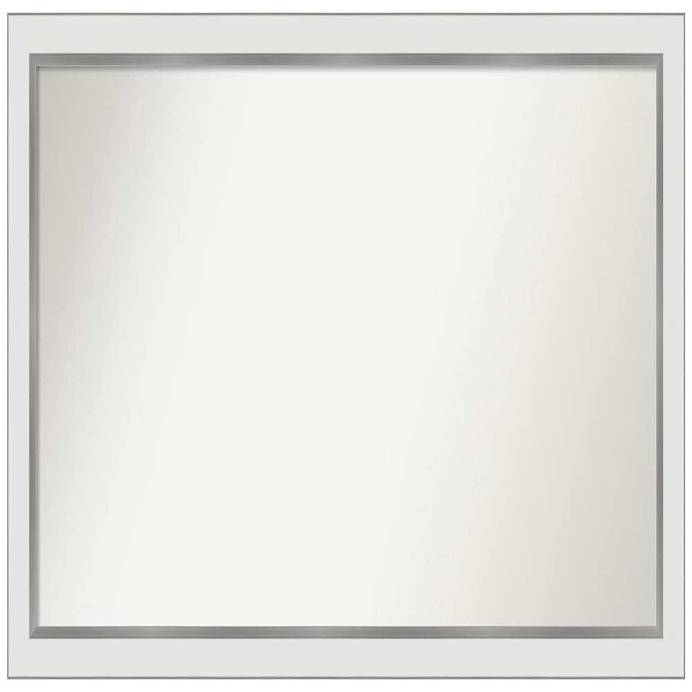 Amanti Art White Bathroom Mirror for Over Sink, 23x43 Custom Made Eva White Silver Narrow Rectangle Vanity Mirror, Large Modern Wood Frame, Hangs Horizonally and Vertically, Wall Decor