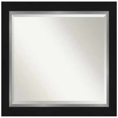 Amanti Art Black Bathroom Mirror for Over Sink, 27x33 Eva Black Silver Rectangle Vanity Mirror, Large Modern Frame, Hangs Horizonally and Vertically, Bathroom Wall Decor, Beveled Edge