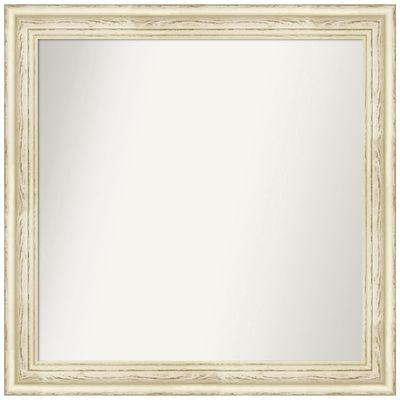 Amanti Art White Bathroom Mirror for Over Sink, 27x28 Custom Made Country White Wash Rectangle Vanity Mirror, Medium Country Rustic Wood Frame, Hangs Horizonally and Vertically, Wall Decor