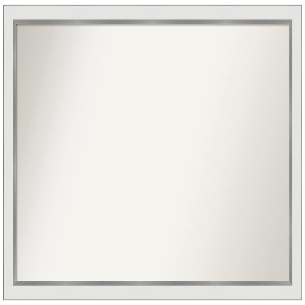 Amanti Art White Bathroom Mirror for Over Sink, 28x43 Custom Made Eva White Silver Narrow Rectangle Vanity Mirror, Large Modern Wood Frame, Hangs Horizonally and Vertically, Wall Decor