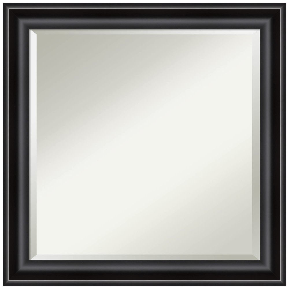 Amanti Art Black Bathroom Mirror for Over Sink, 24x24 Grand Black Narrow Square Vanity Mirror, Medium Casual Frame, Hangs Horizonally and Vertically, Bathroom Wall Decor, Beveled Edge