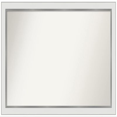 Amanti Art White Bathroom Mirror for Over Sink, 23x39 Custom Made Eva White Silver Narrow Rectangle Vanity Mirror, Large Modern Wood Frame, Hangs Horizonally and Vertically, Wall Decor